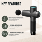 Deep Tissue Massage Gun with Heated Head, 8 Attachments, 5 Speeds and 3 Vibration Modes