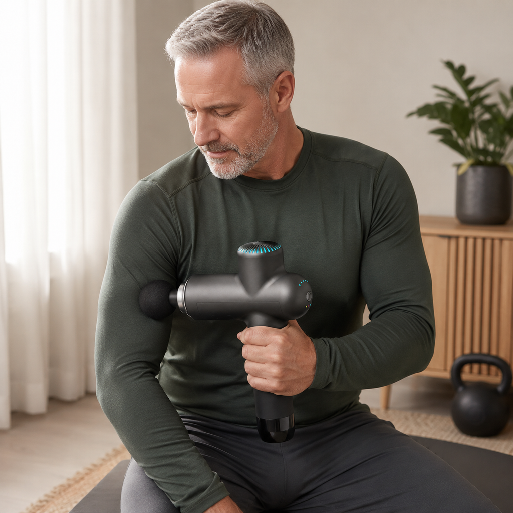 Deep Tissue Massage Gun with Heated Head, 8 Attachments, 5 Speeds and 3 Vibration Modes