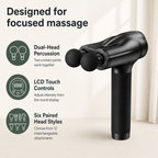 Dual-Head Deep Tissue Massage Gun with LCD Touch Controls, Rechargeable Design and 12 Attachments