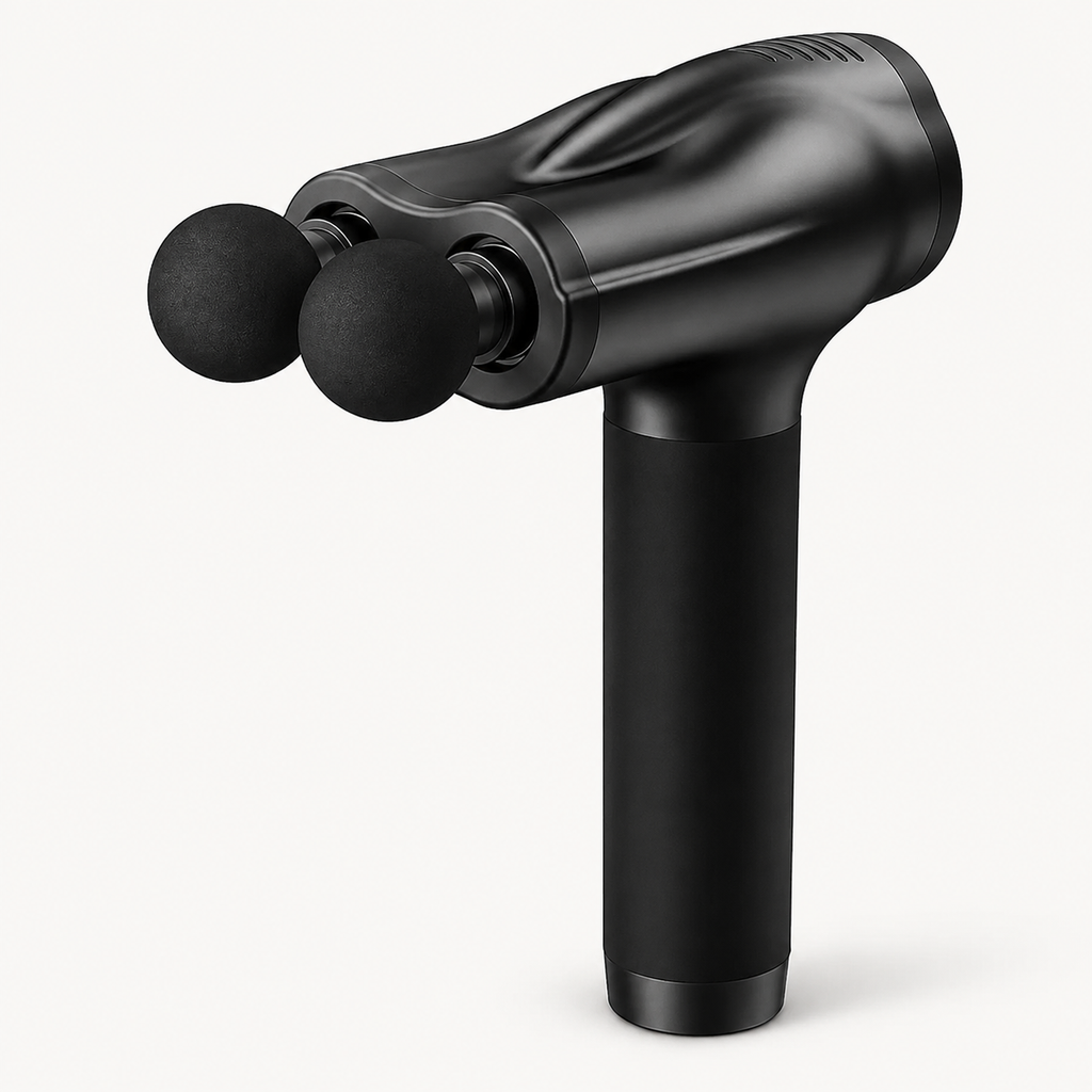 Dual-Head Deep Tissue Massage Gun with LCD Touch Controls, Rechargeable Design and 12 Attachments