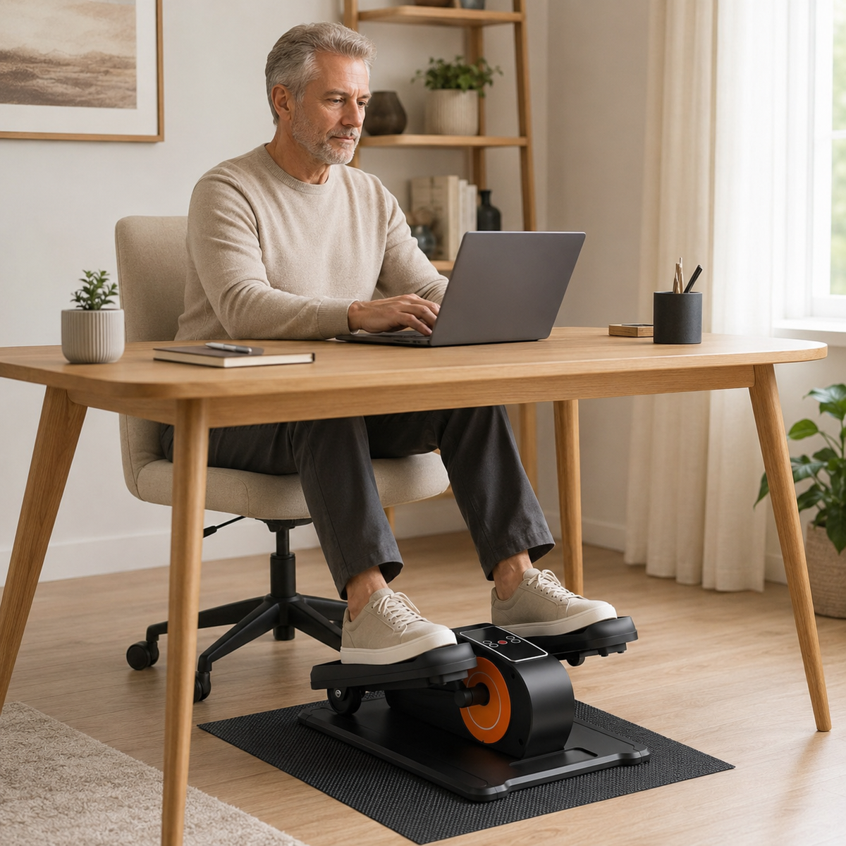 Electric Under Desk Elliptical Machine with 12 Speeds, Remote Control, 3 Auto Programs and Forward/Reverse Motion