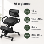 Ergonomic Kneeling Chair with Back Support, Adjustable Seat & 5-Position Knee Pad with Locking Casters for Home Office