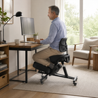 Ergonomic Kneeling Chair with Back Support, Adjustable Seat & 5-Position Knee Pad with Locking Casters for Home Office