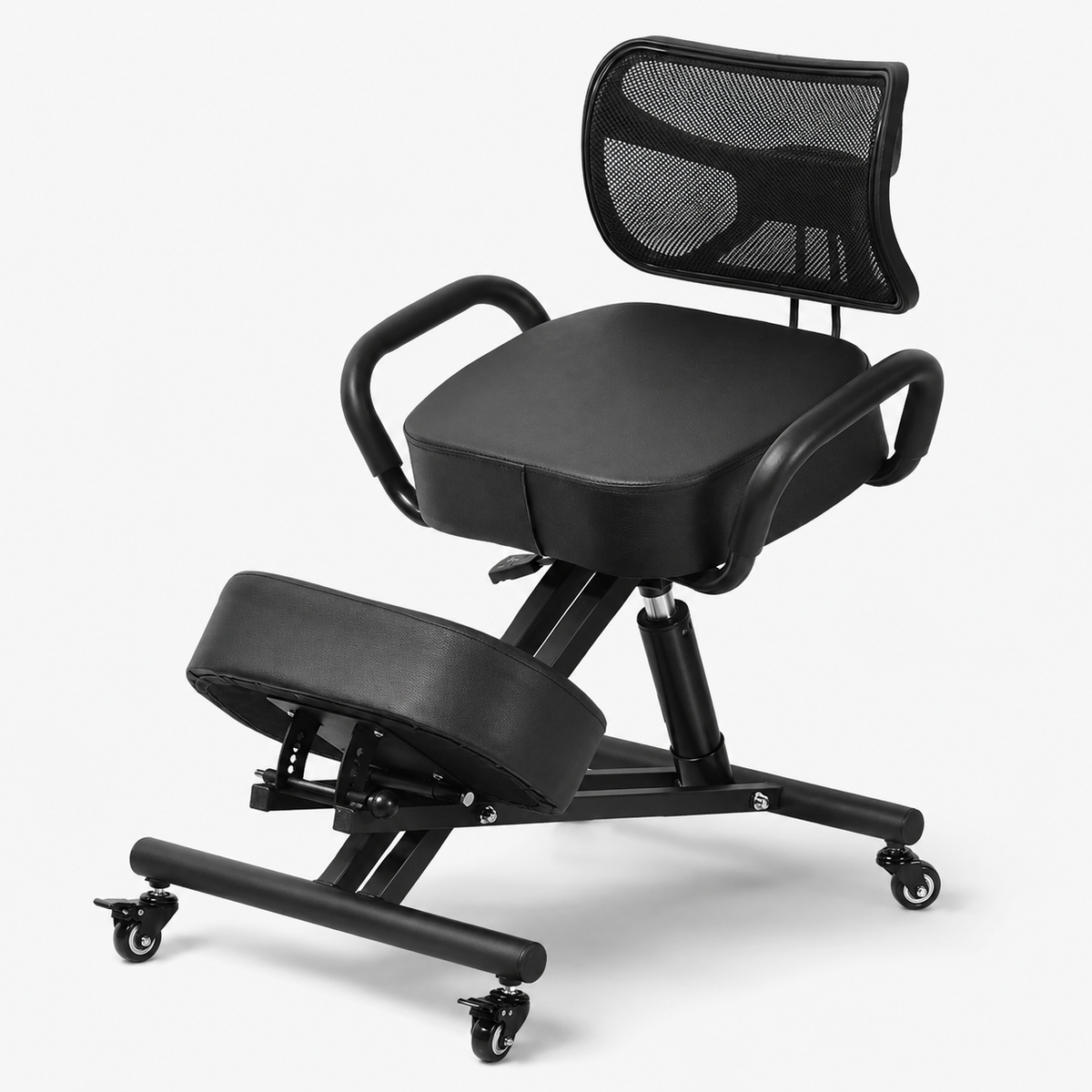 Ergonomic Kneeling Chair with Back Support, Adjustable Seat & 5-Position Knee Pad with Locking Casters for Home Office