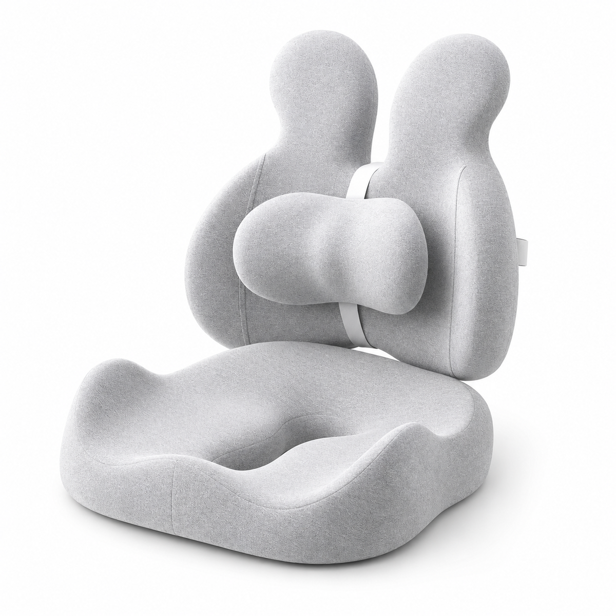 Ergonomic Memory Foam Lumbar Support Pillow & Seat Cushion Set with Adjustable Back Pad for Office, Home & Car