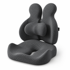 Ergonomic Memory Foam Lumbar Support Pillow & Seat Cushion Set with Adjustable Back Pad for Office, Home & Car