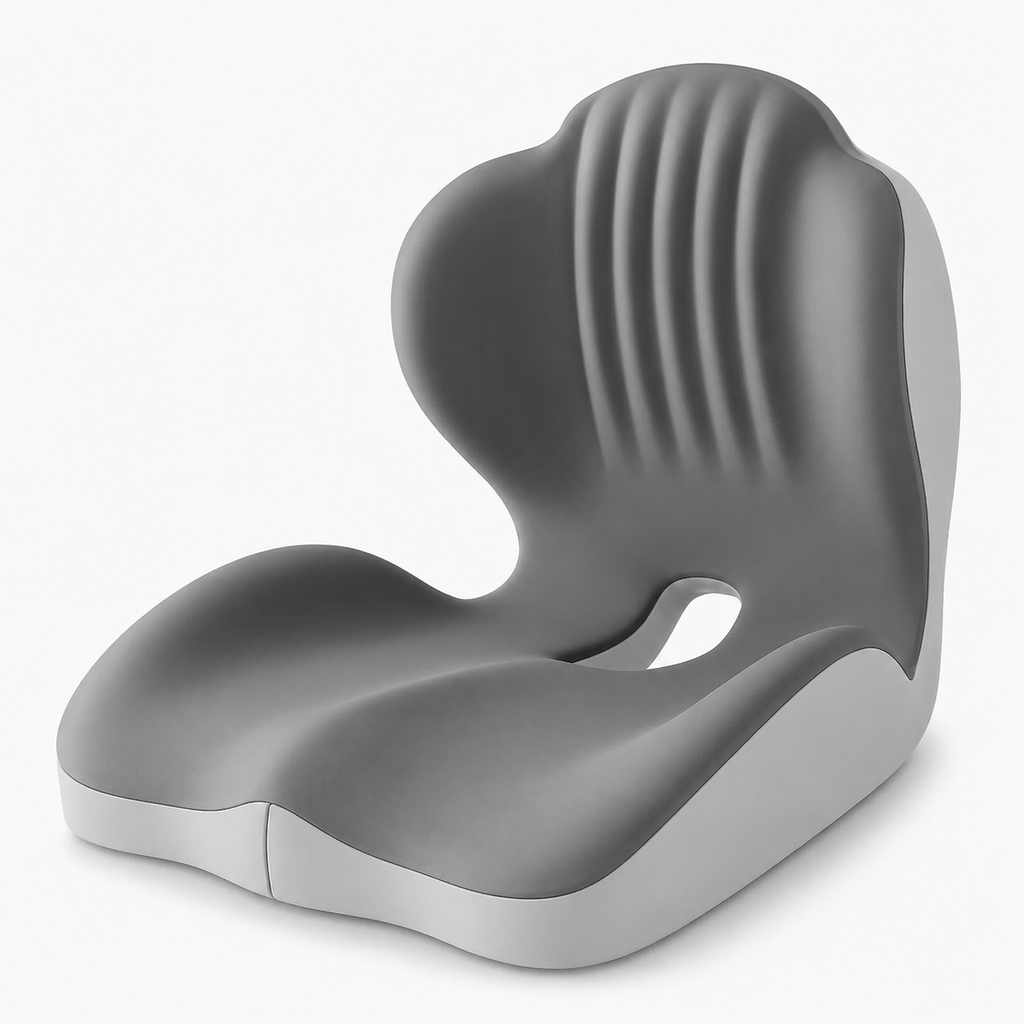 Ergonomic Memory Foam Seat Cushion with Integrated Lumbar Back Support for Office Chairs, Cars & Wheelchairs