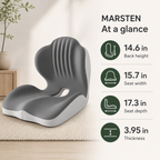 Ergonomic Memory Foam Seat Cushion with Integrated Lumbar Back Support for Office Chairs, Cars & Wheelchairs