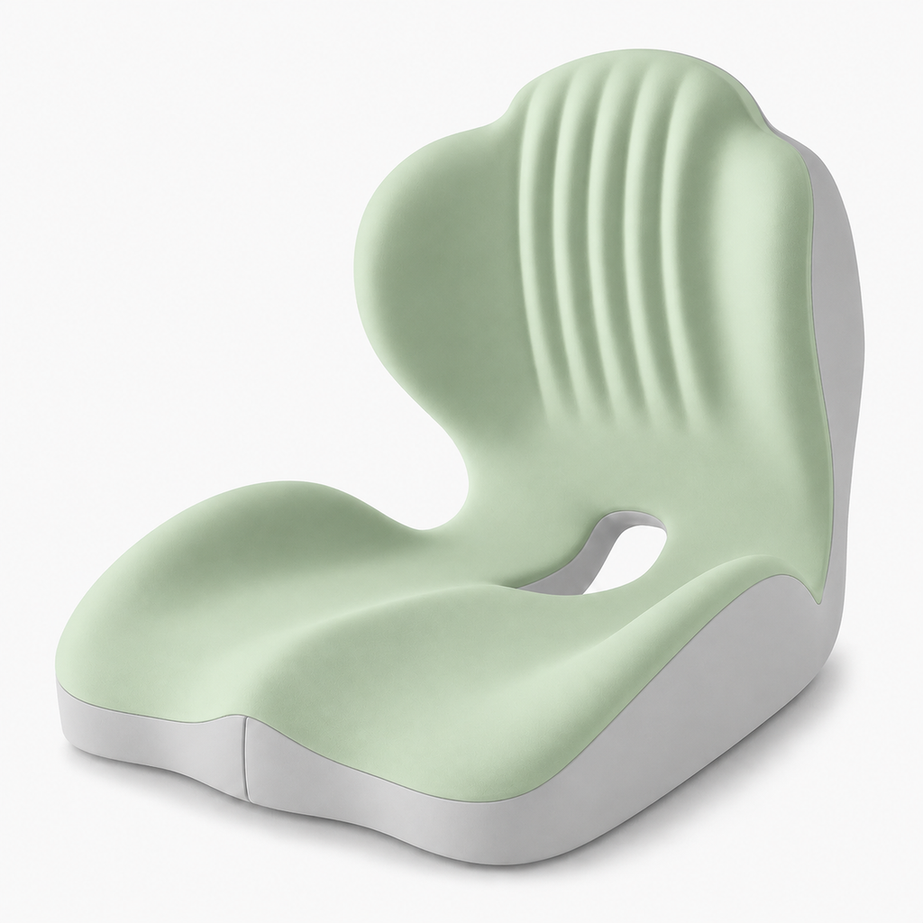 Ergonomic Memory Foam Seat Cushion with Integrated Lumbar Back Support for Office Chairs, Cars & Wheelchairs