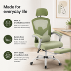 Ergonomic Mesh Office Chair with Retractable Footrest, 135° Recline, Adjustable Headrest & Lumbar Support