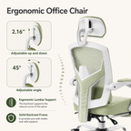 Ergonomic Mesh Office Chair with Retractable Footrest, 135° Recline, Adjustable Headrest & Lumbar Support