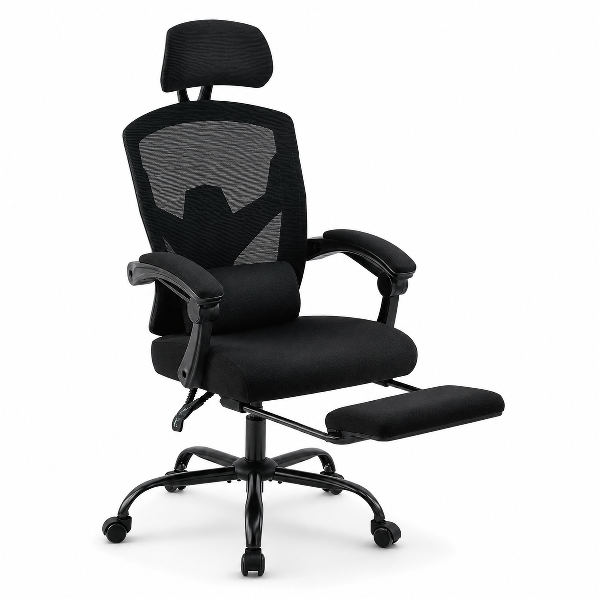 Ergonomic Mesh Office Chair with Retractable Footrest, 135° Recline, Adjustable Headrest & Lumbar Support