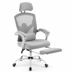 Ergonomic Mesh Office Chair with Retractable Footrest, 135° Recline, Adjustable Headrest & Lumbar Support