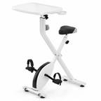 Exercise Bike Desk with Adjustable Laptop Tray, 8-Level Quiet Magnetic Resistance, Foldable Frame, Tablet Slot & Cup Holder