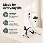 Exercise Bike Desk with Adjustable Laptop Tray, 8-Level Quiet Magnetic Resistance, Foldable Frame, Tablet Slot & Cup Holder