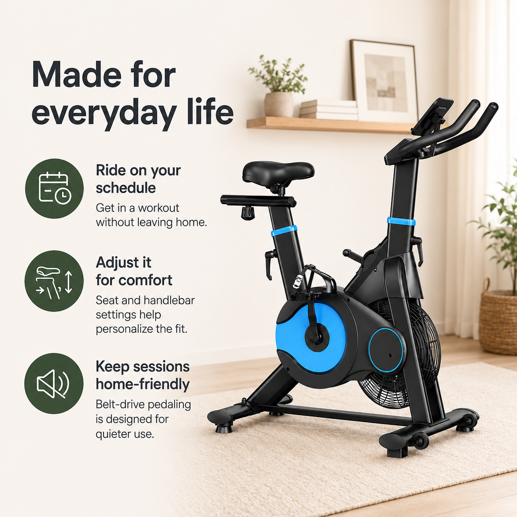 Exercise Bike with Magnetic & Air Resistance, Silent Belt Drive, App Connectivity, LCD Monitor & 350 lb Capacity