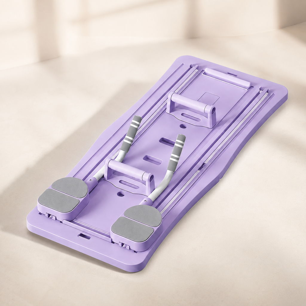 Foldable Ab Workout Board with Auto-Rebound Sliding Tracks, Resistance Bands, Push-Up Handles & Digital Timer