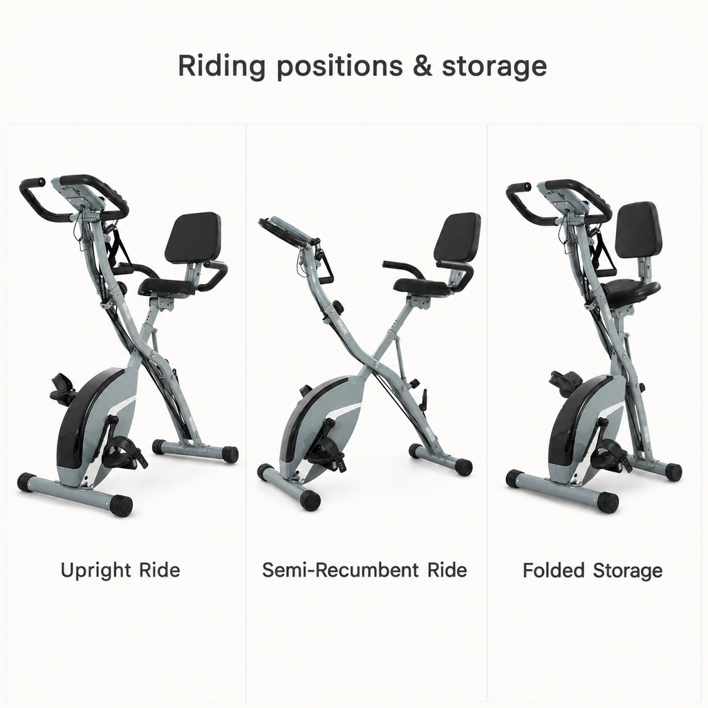 Foldable Exercise Bike with Backrest, 16-Level Magnetic Resistance, Bluetooth Apps, 5-in-1 Training & 350 lb Capacity