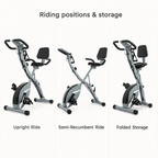Foldable Exercise Bike with Backrest, 16-Level Magnetic Resistance, Bluetooth Apps, 5-in-1 Training & 350 lb Capacity