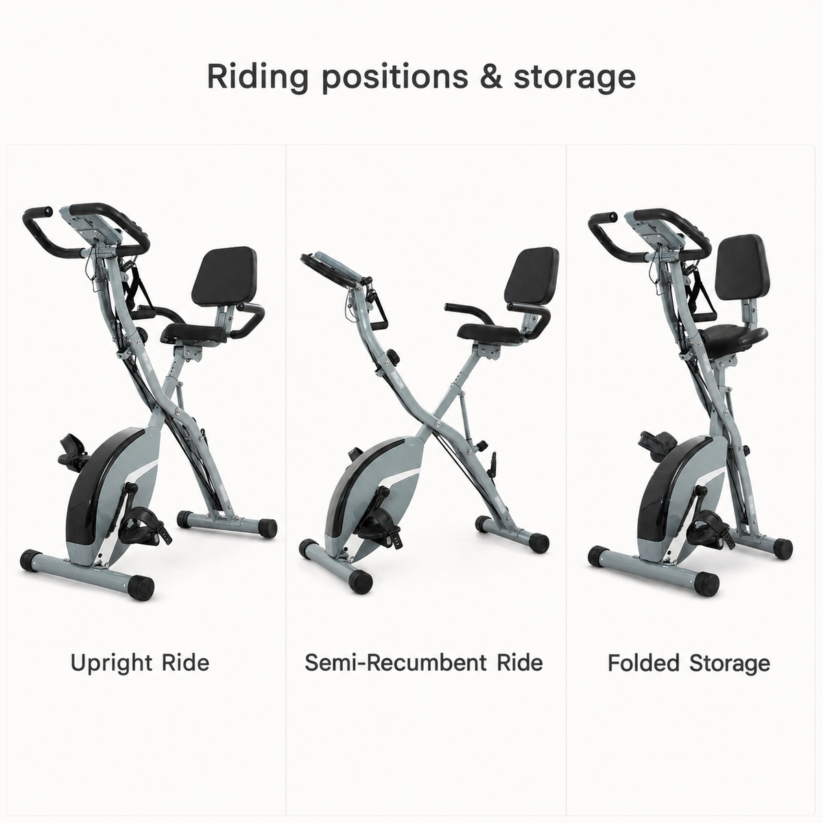 Foldable Exercise Bike with Backrest, 16-Level Magnetic Resistance, Bluetooth Apps, 5-in-1 Training & 350 lb Capacity
