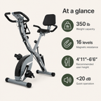 Foldable Exercise Bike with Backrest, 16-Level Magnetic Resistance, Bluetooth Apps, 5-in-1 Training & 350 lb Capacity