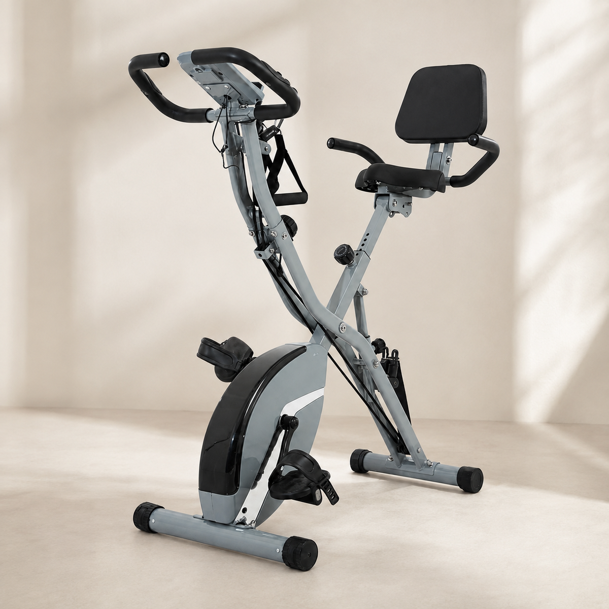 Foldable Exercise Bike with Backrest, 16-Level Magnetic Resistance, Bluetooth Apps, 5-in-1 Training & 350 lb Capacity