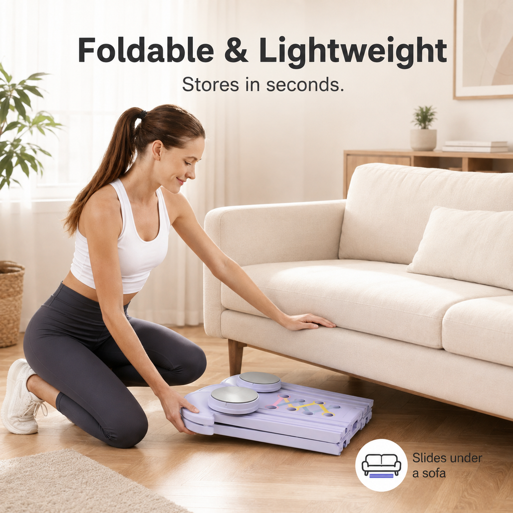 Foldable Pilates Board 15-in-1 Workout System with Resistance Bands, Push-Up Handles & Built-In Timer