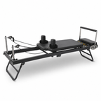 Foldable Pilates Reformer Machine with 5-Spring Resistance, Pulley Straps & Adjustable Foot Bar for Home Workouts