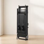 Foldable Pilates Reformer Machine with 5-Spring Resistance, Pulley Straps & Adjustable Foot Bar for Home Workouts