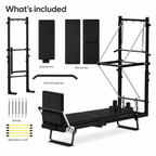 Foldable Pilates Reformer with Tower, 93-Inch Frame, Jump Board & Mat, 500 lb Capacity for Home Studio