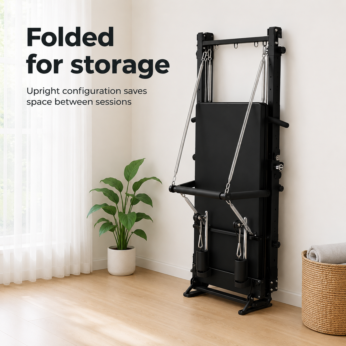 Foldable Pilates Reformer with Tower, 93-Inch Frame, Jump Board & Mat, 500 lb Capacity for Home Studio