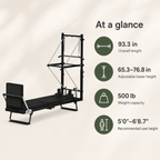 Foldable Pilates Reformer with Tower, 93-Inch Frame, Jump Board & Mat, 500 lb Capacity for Home Studio