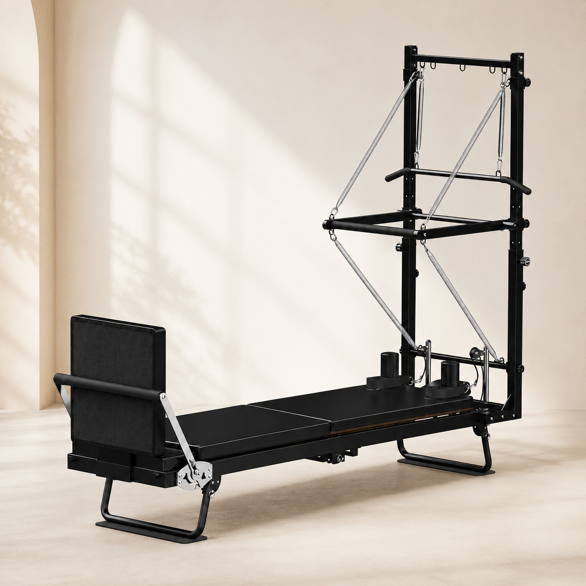 Foldable Pilates Reformer with Tower, 93-Inch Frame, Jump Board & Mat, 500 lb Capacity for Home Studio
