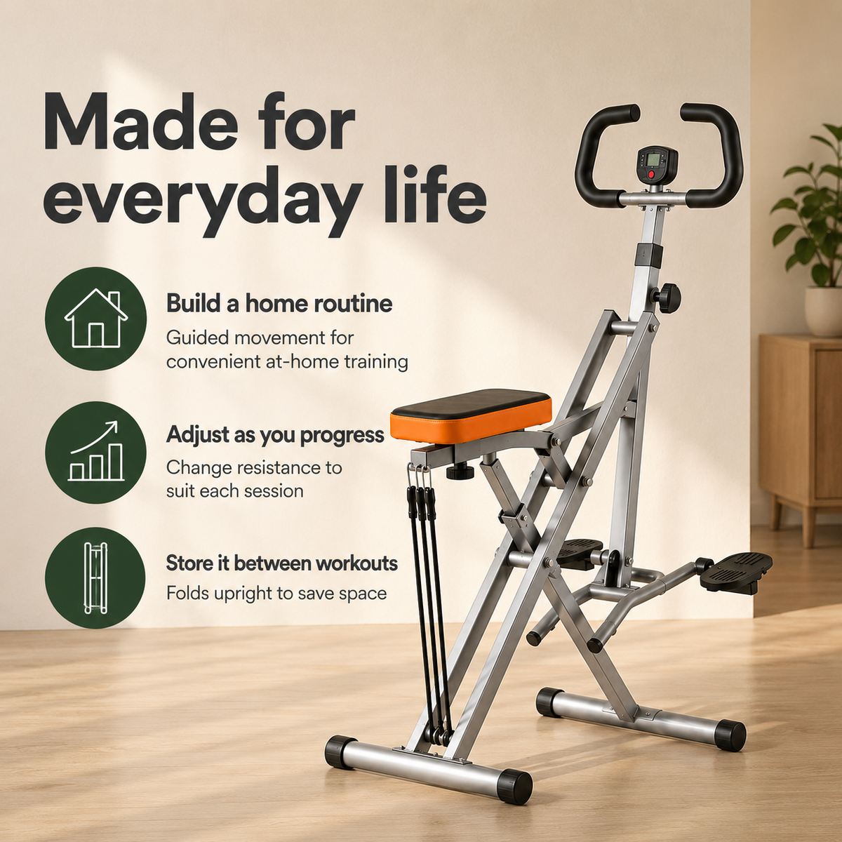 Foldable Squat Machine for Home Gym with Adjustable Resistance, Digital Monitor and 330 lb Weight Capacity