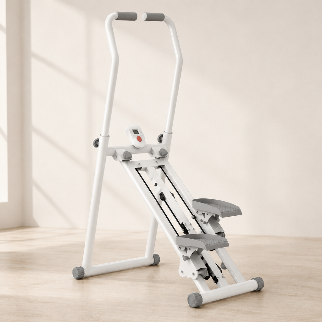Foldable Vertical Stair Stepper with 9 Resistance Levels, Adjustable Handrails, LCD Monitor and 330 lb Capacity