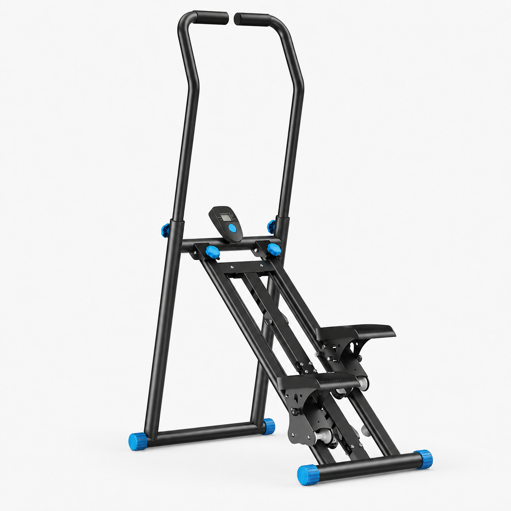 Foldable Vertical Stair Stepper with 9 Resistance Levels, Adjustable Handrails, LCD Monitor and 330 lb Capacity