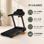 Folding Treadmill with 15% Incline, 3.0 HP Brushless Motor, 7.5 MPH Speed and LED Display