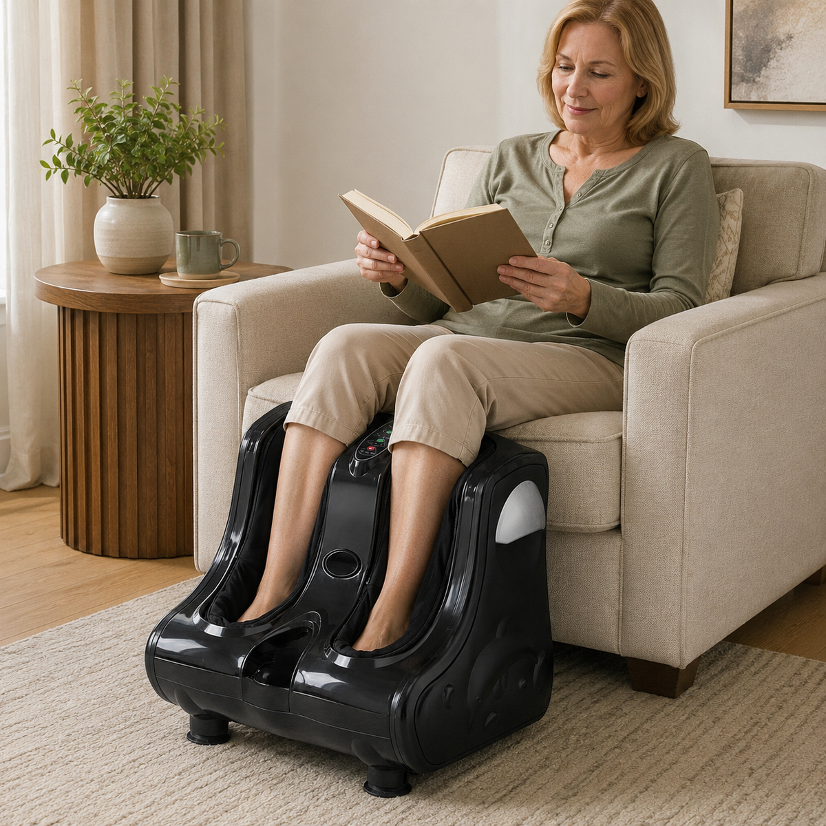 Foot and Calf Massager with Heat, Shiatsu Kneading, Vibration, 3 Intensity Levels and Adjustable Angle