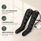 Full-Leg Air Compression Massager for Thighs, Calves and Feet with 3 Pressure Levels and Wired Controller