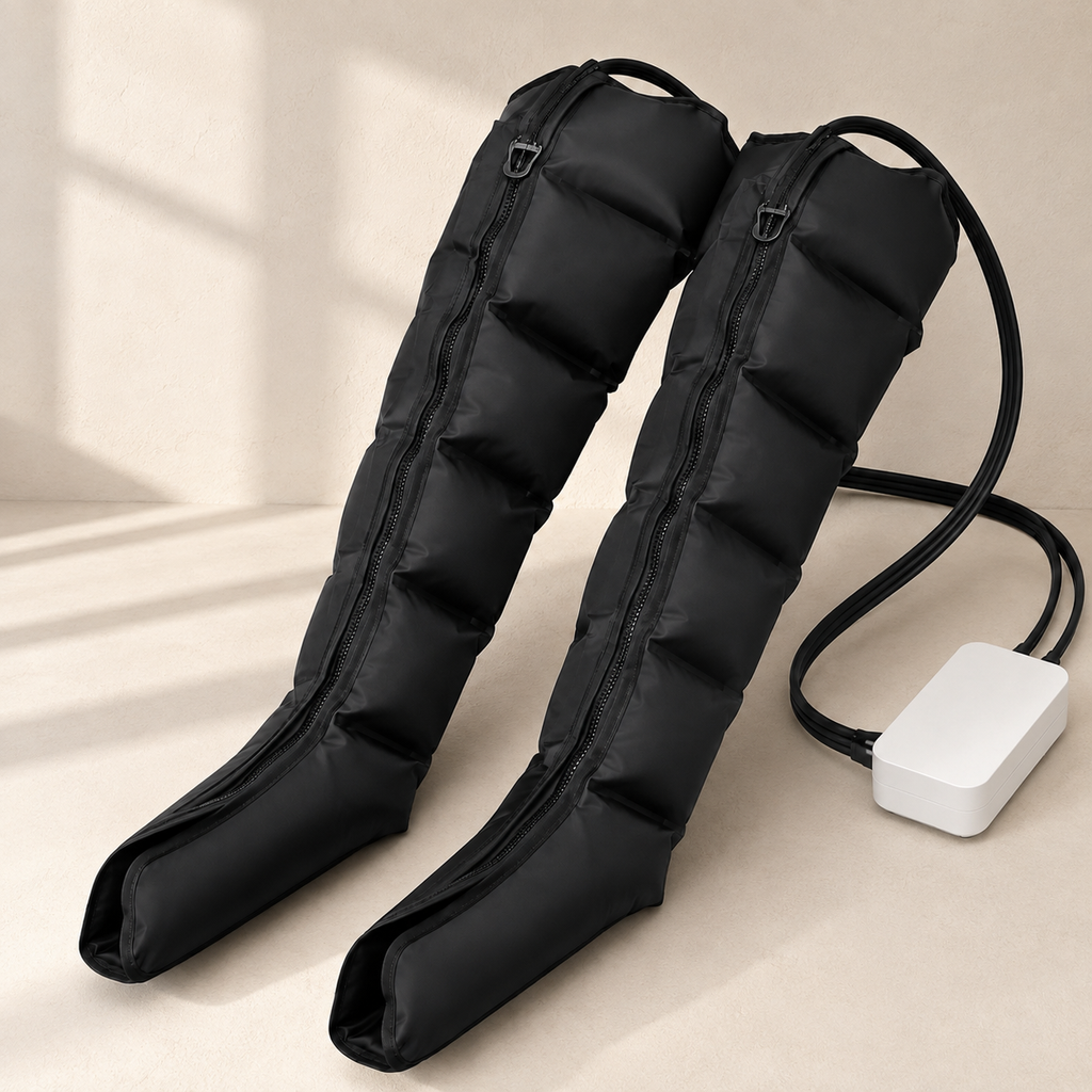 Full-Leg Air Compression Massager for Thighs, Calves and Feet with 3 Pressure Levels and Wired Controller