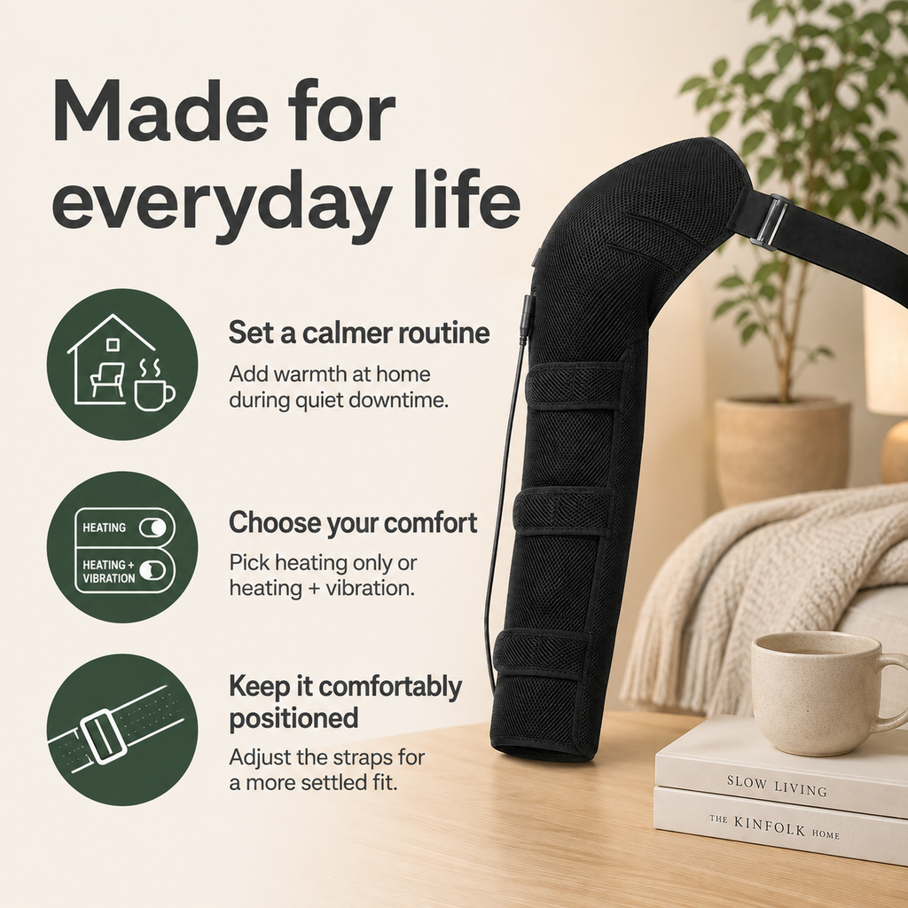 Full-Length Heated Shoulder & Arm Wrap with Vibration Massage, 3 Heat Levels, 3 Vibration Modes and Timer
