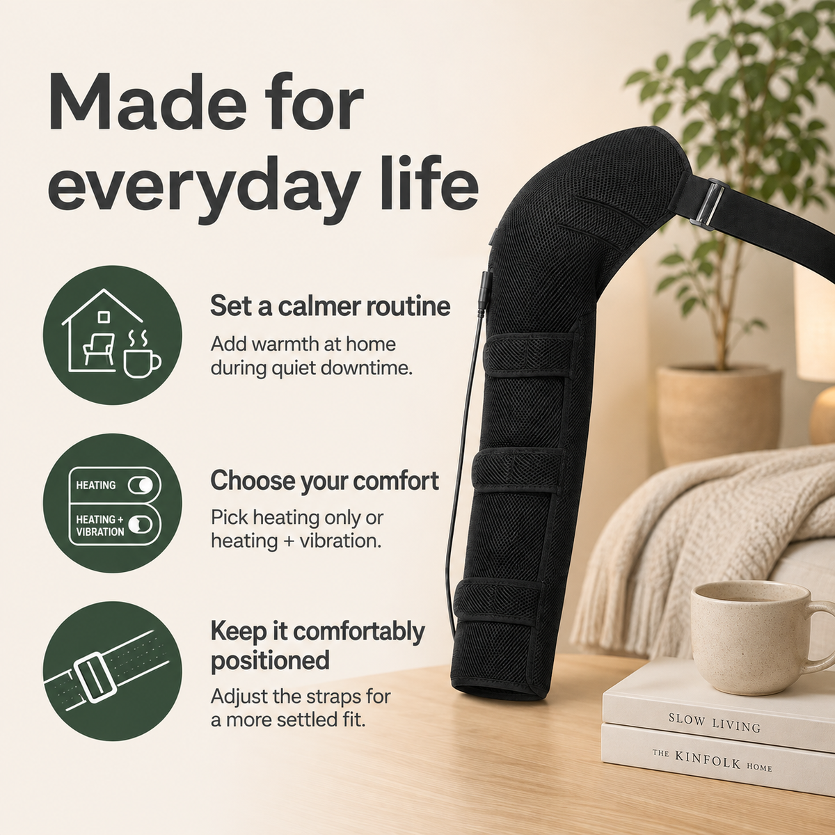 Full-Length Heated Shoulder & Arm Wrap with Vibration Massage, 3 Heat Levels, 3 Vibration Modes and Timer