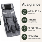 Full Body Massage Mat with Air Compression Stretching, Neck Kneading, Heat, Vibration & Wired Remote Control