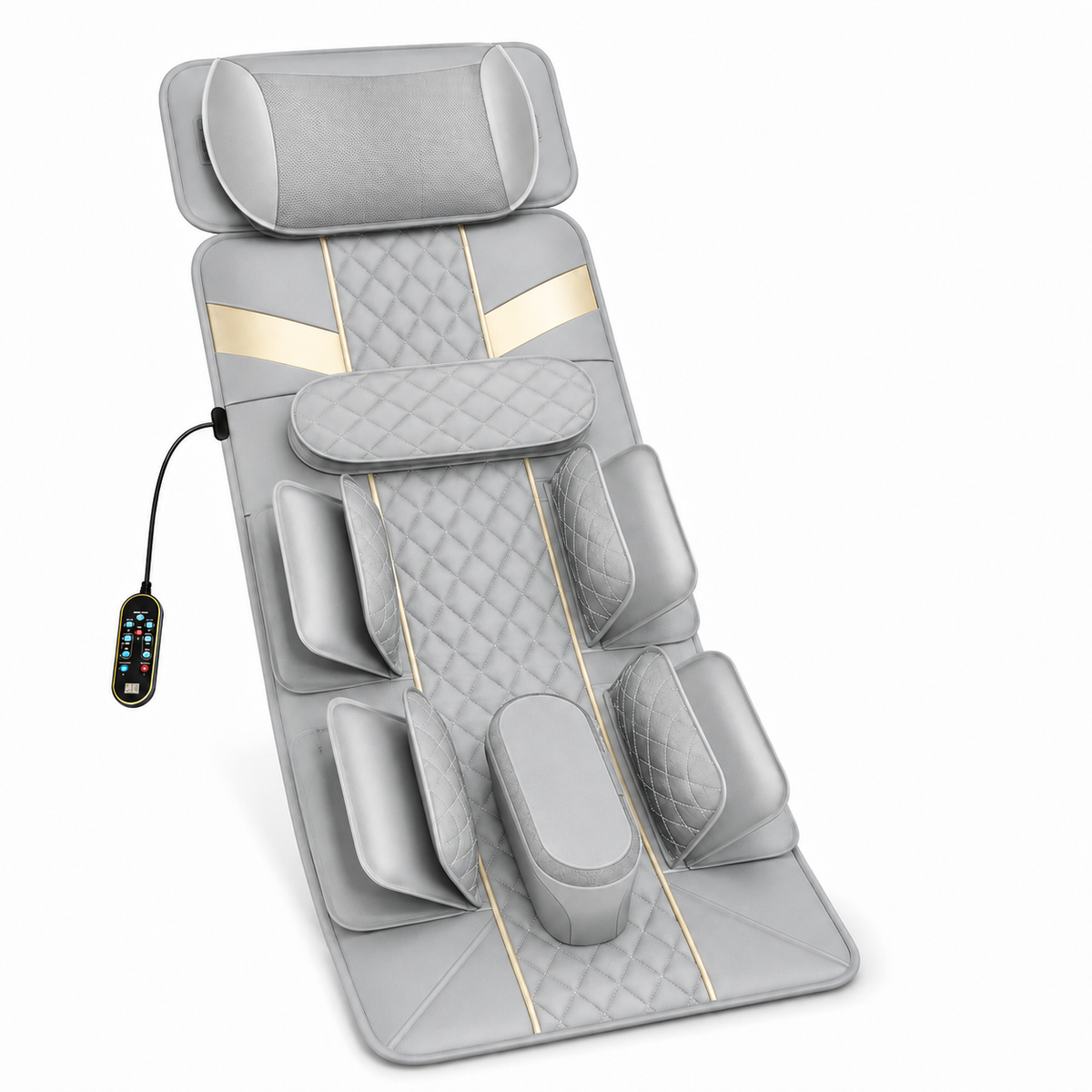 Full Body Massage Mat with Air Compression Stretching, Neck Kneading, Heat, Vibration & Wired Remote Control
