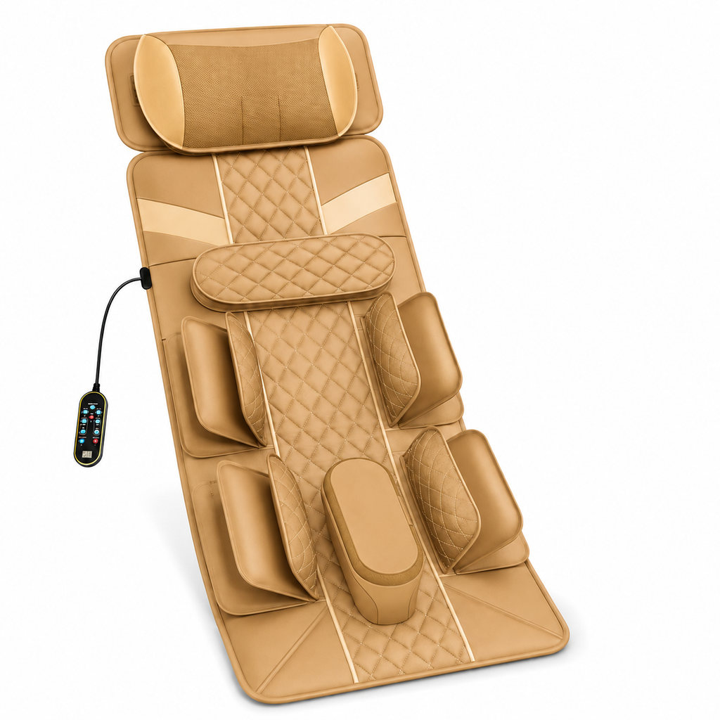 Full Body Massage Mat with Air Compression Stretching, Neck Kneading, Heat, Vibration & Wired Remote Control
