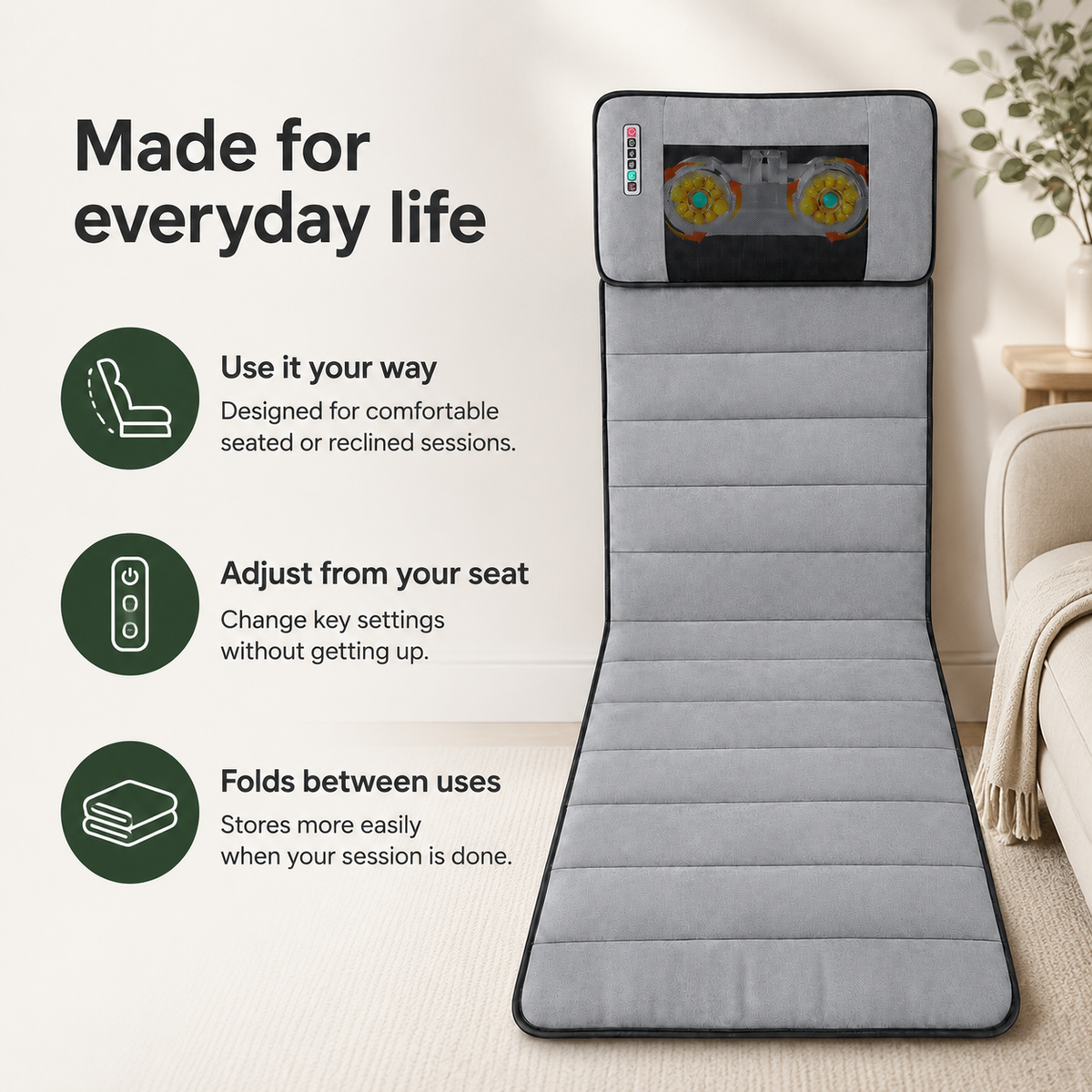 Full Body Massage Mat with Heat, Neck Kneading, 9 Vibration Modes and Adjustable Intensity