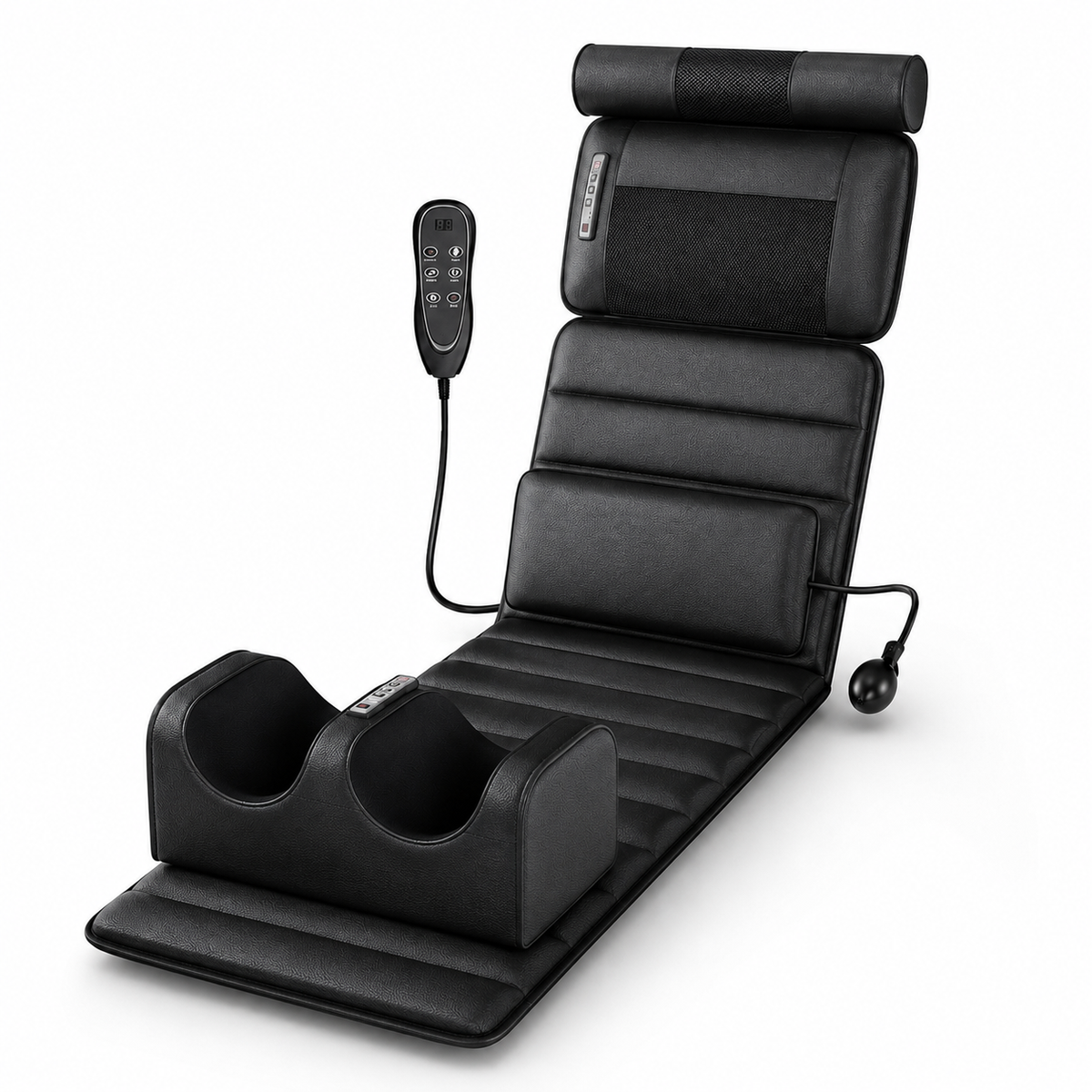 Full Body Massage Mat with Heat, Neck & Foot Kneading, Vibration, Wired Controller and Inflatable Lumbar Support