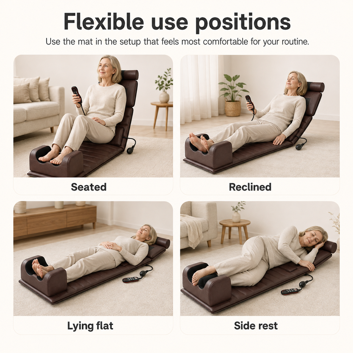 Full Body Massage Mat with Heat, Neck & Foot Kneading, Vibration, Wired Controller and Inflatable Lumbar Support