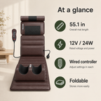Full Body Massage Mat with Heat, Neck & Foot Kneading, Vibration, Wired Controller and Inflatable Lumbar Support
