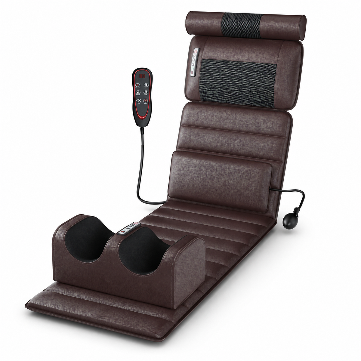 Full Body Massage Mat with Heat, Neck & Foot Kneading, Vibration, Wired Controller and Inflatable Lumbar Support